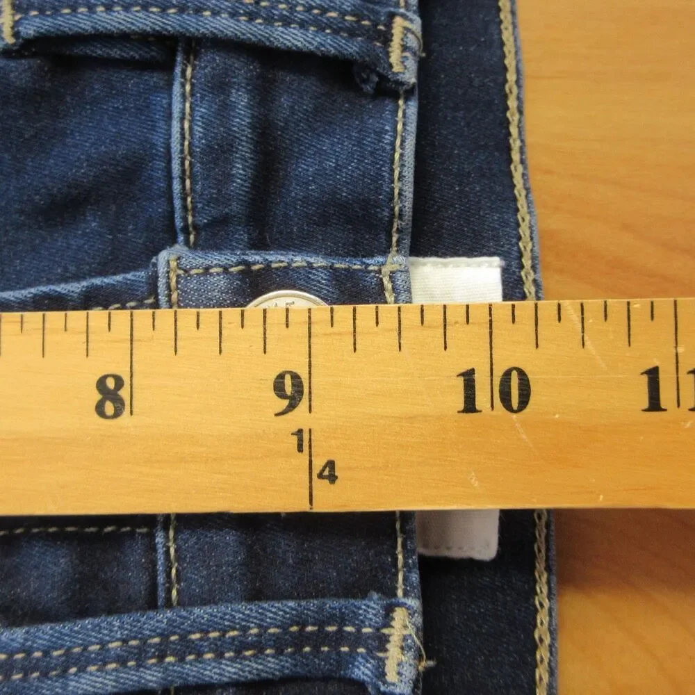 FRAME Le High Rise‎ Straight Leg Jeans Size 25 Sanctuary Dark Blue Denim Raw Hem